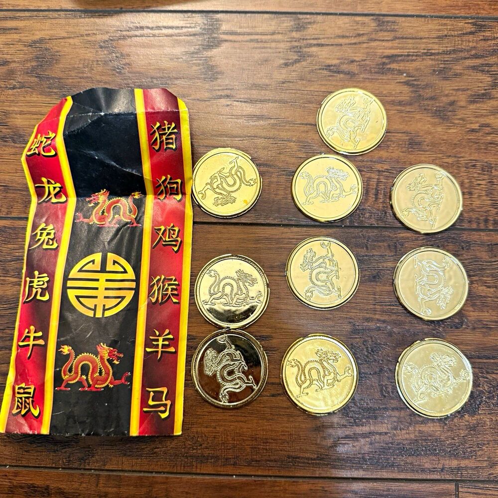 Vintage Chinese Kids Play Coins Set with Red/Black paper envelope V3